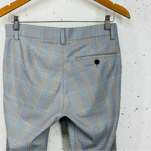 Topman Men’s size 30 x 30.5 Gray & Blue Plaid Dress Pants - Picture 5 of 11